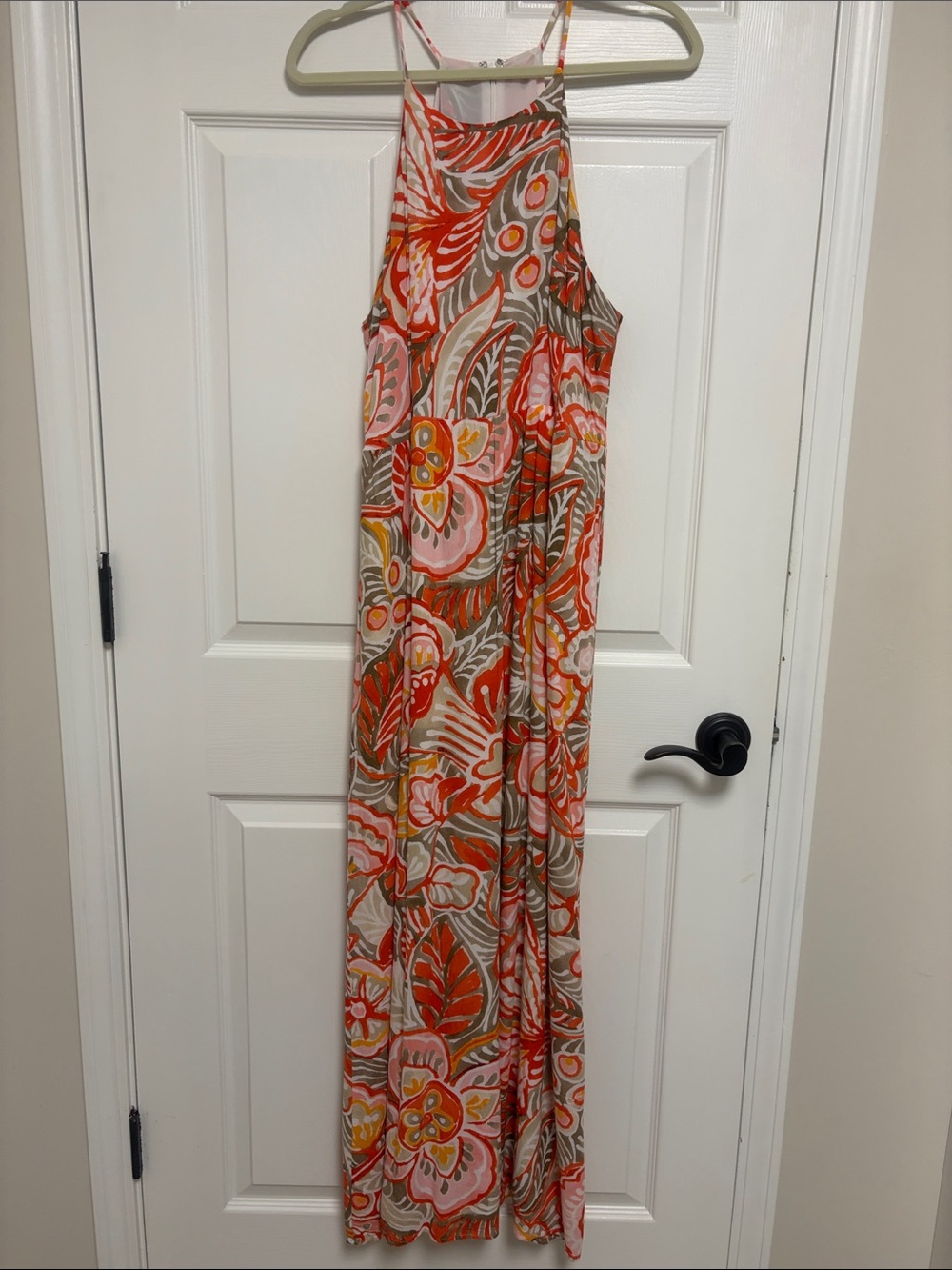 LOFT Pink and Coral Floral Maxi Dress